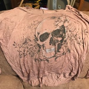 Tan skull shirt and Suck it up Buttercup shirt